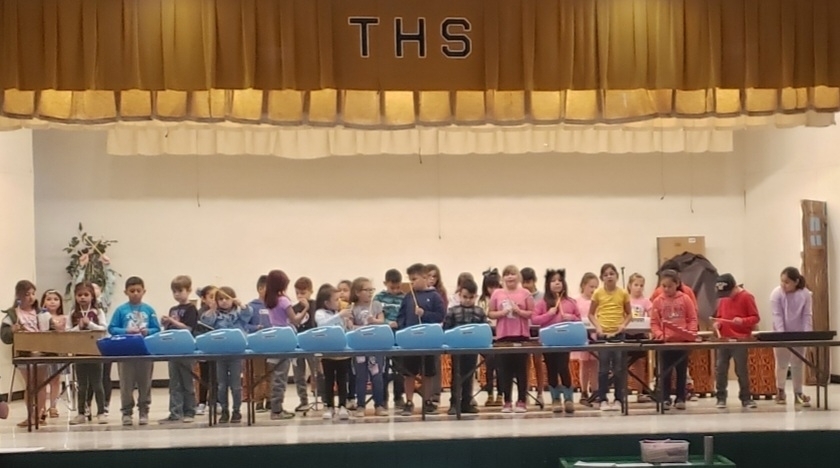 Students on stage