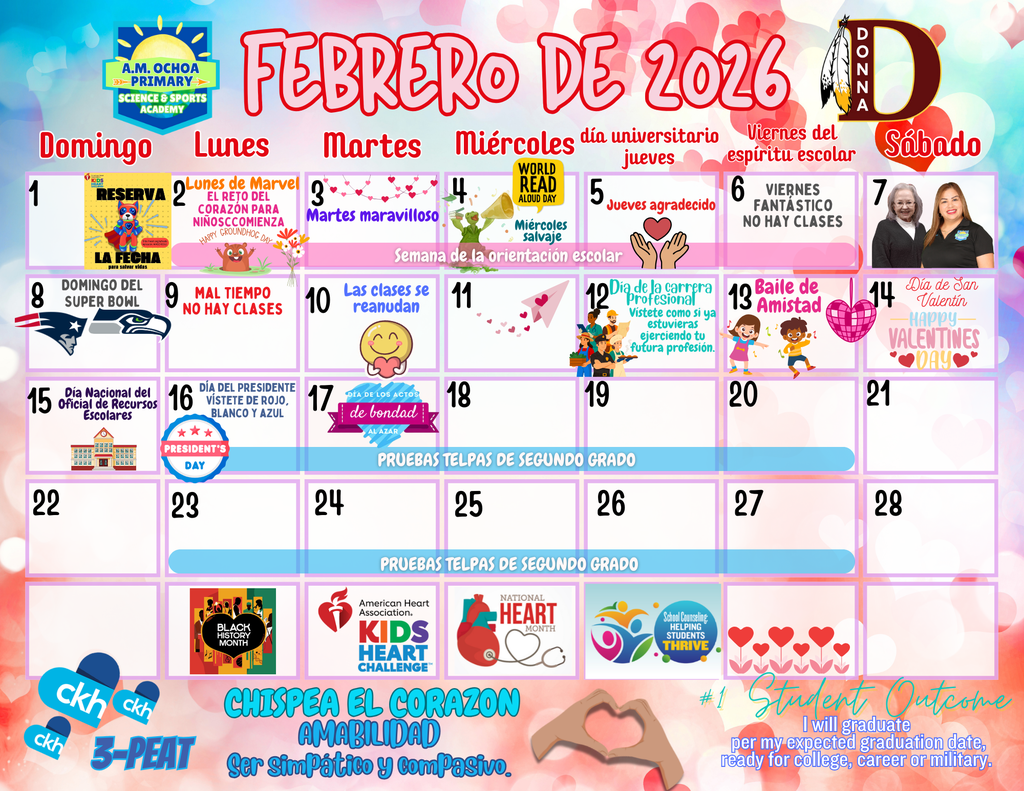 A.M. Ochoa Feb. 26 Calendar-Spanish