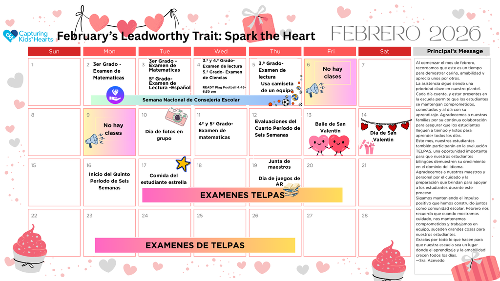 Spanish February Calendar
