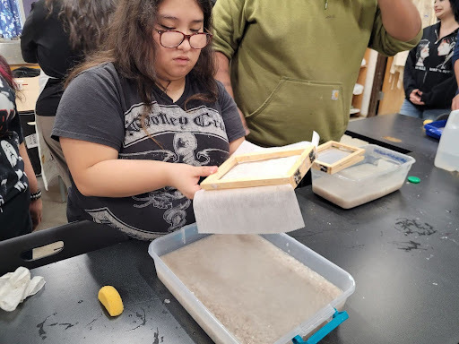 students in art class