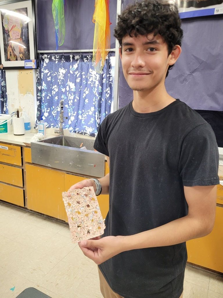 students in art class