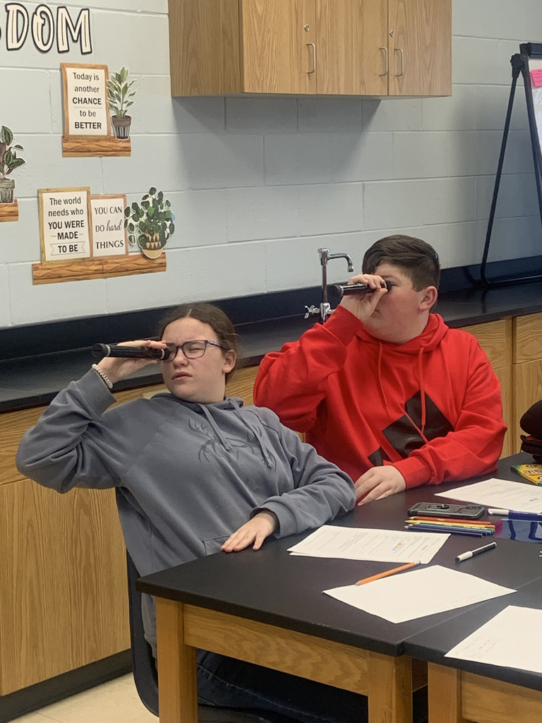 Students using spectroscope
