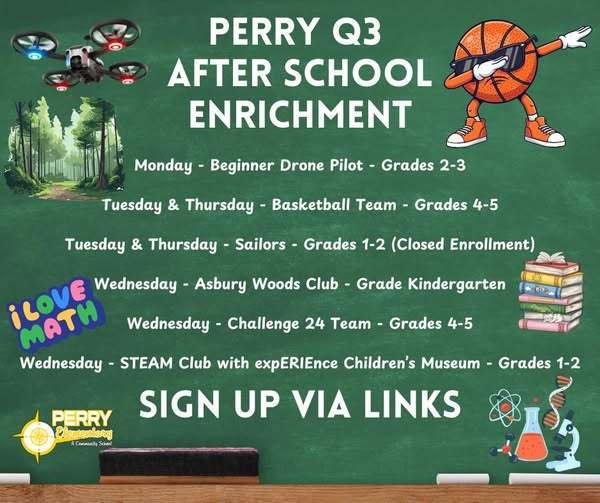 Perry Elementary after school enrichment for third quarter. 