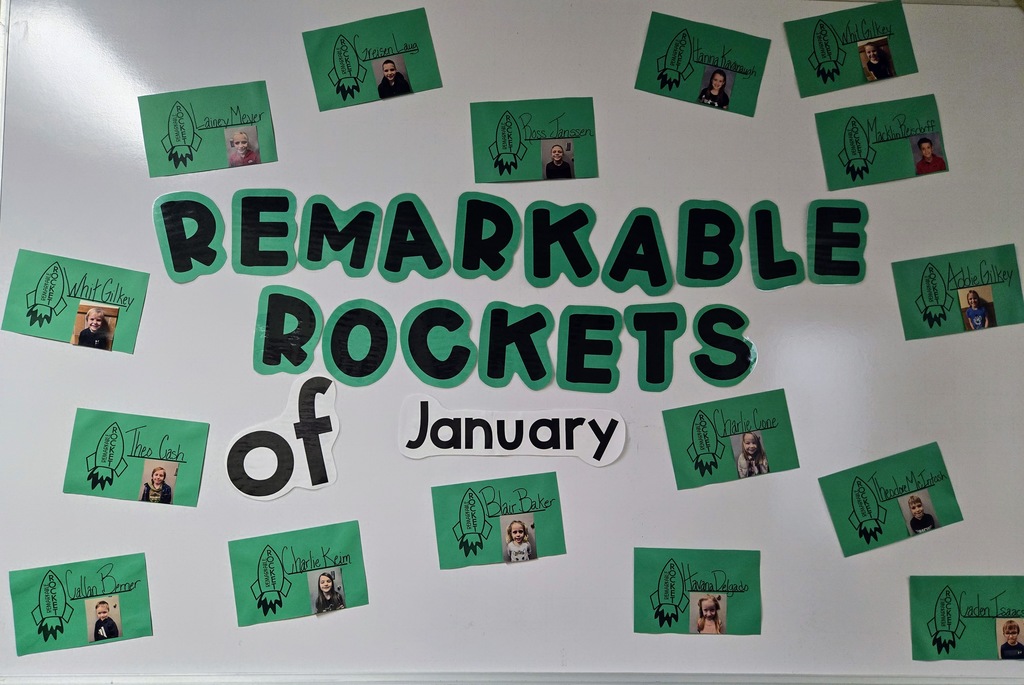 Student pictures on the Rocket Wall of Fame