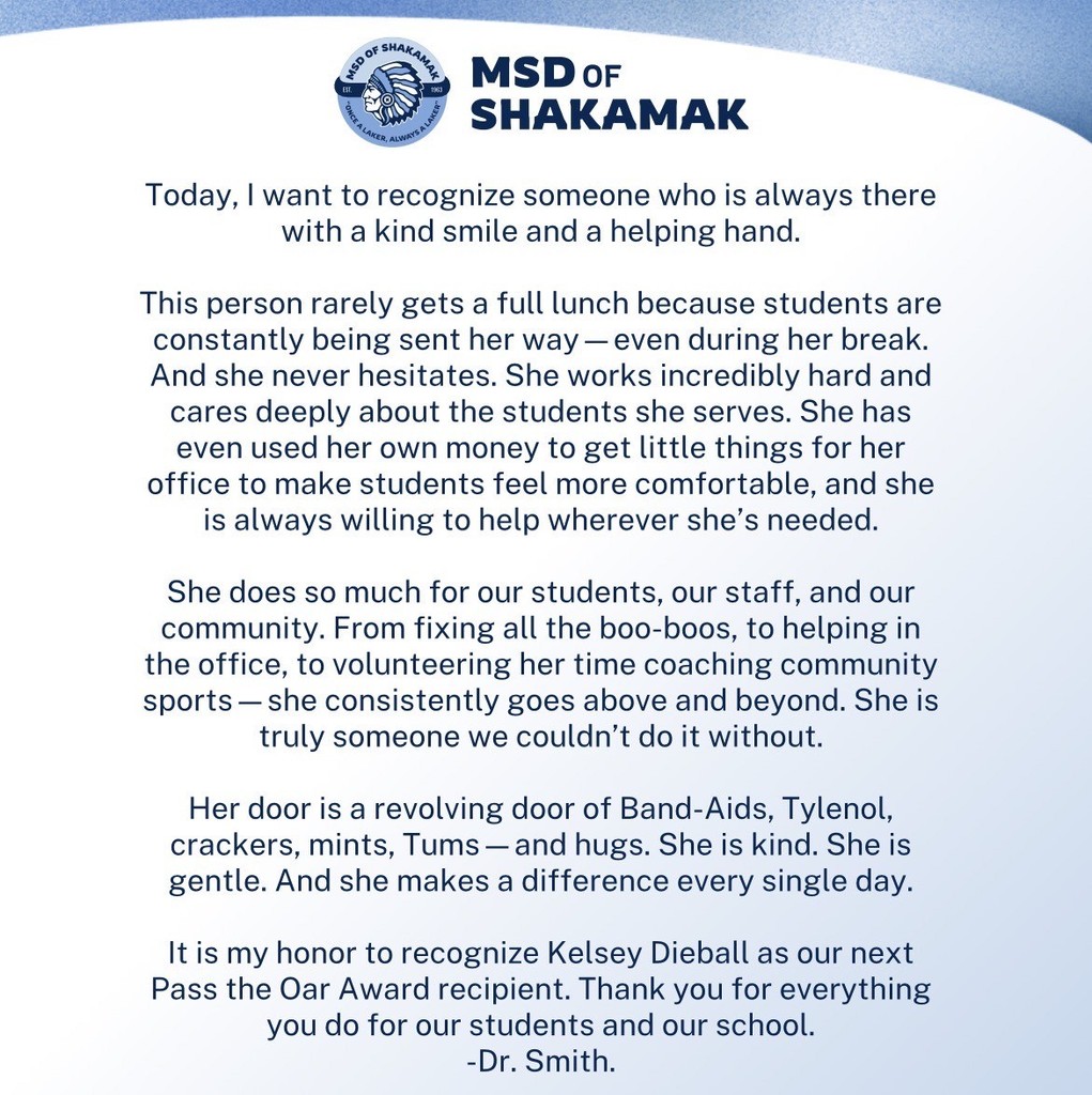 Pass the Oar Recipient- Kelsey Dieball