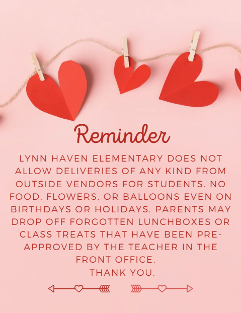 Reminder Flyer:  No Deliveries Allowed