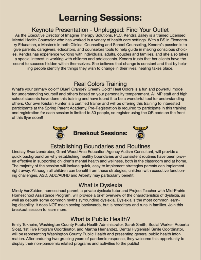 Family academy presentation information