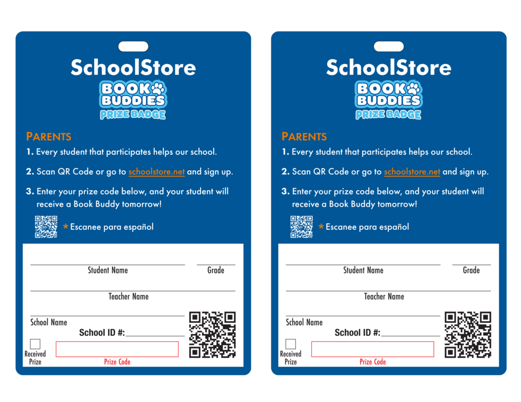 School store badge image in English.