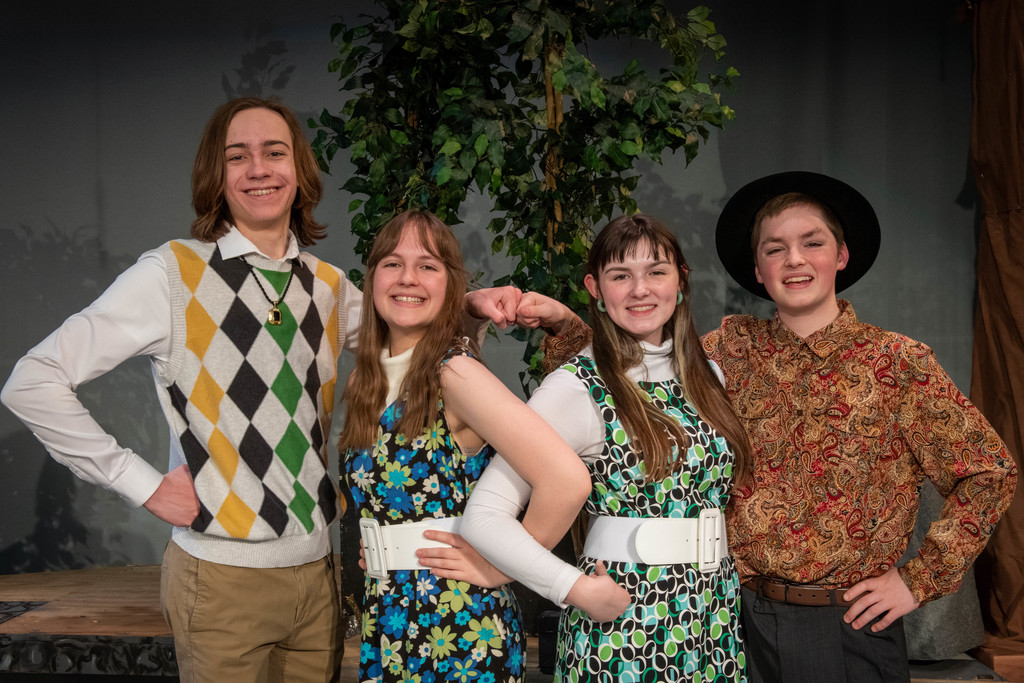 Haydon Bailey as Orlando, Terra Richardson as Rosalind, Avery Slaubaugh as Celia, Ethan Bontrager as Oliver