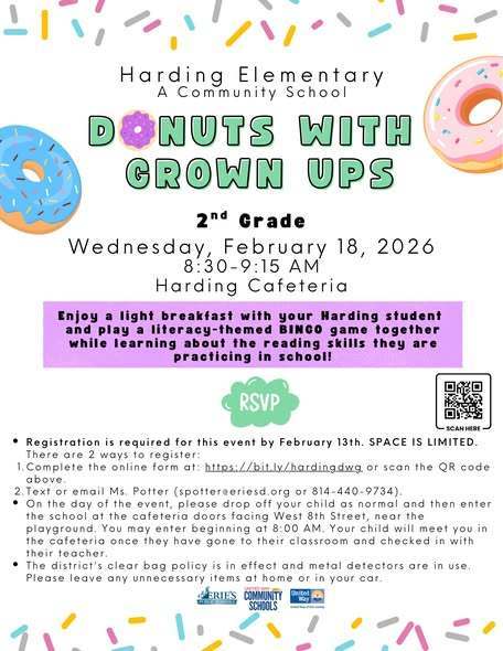 Donuts with grown ups second grade Flyer. 