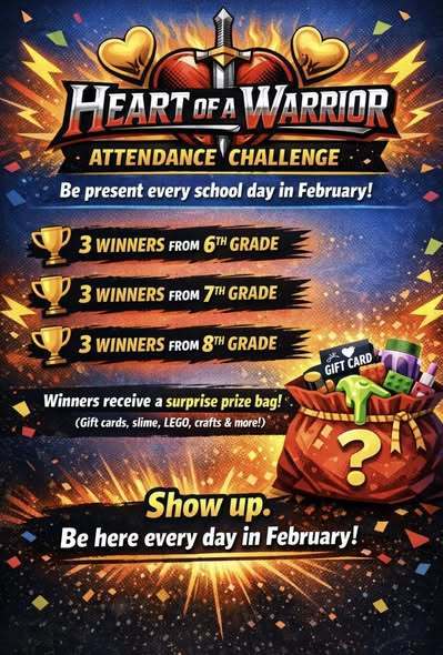 A Heart of Warrior Attendance Challenge Flyer. 