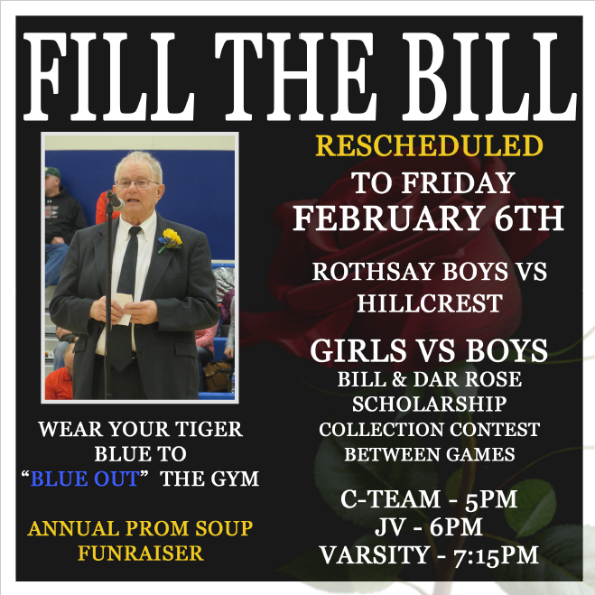 Fill the Bill tonight to raise money for the Bill and Dar Rose Scholarship.