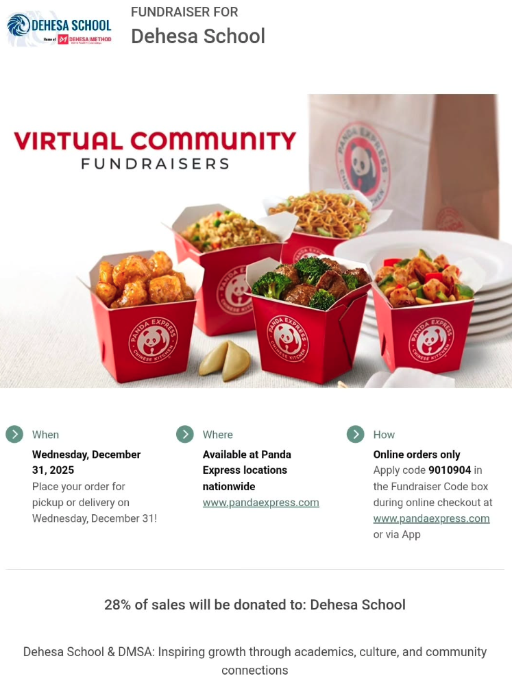 Virtual Community Fundraisers- Reach out to the main office for dates and times