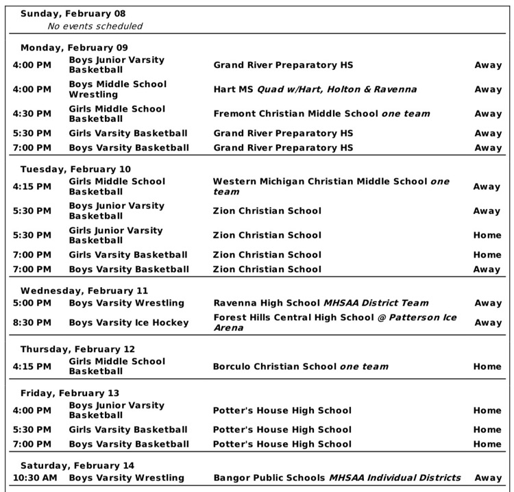 Sports this week