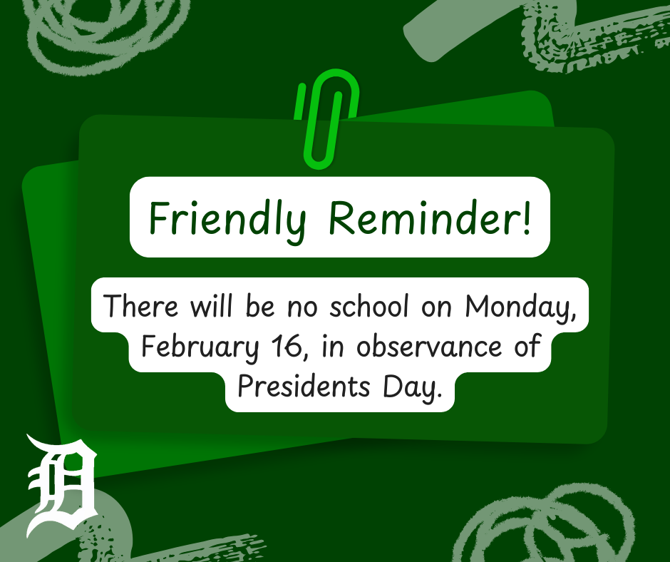Photo of no school reminder. 