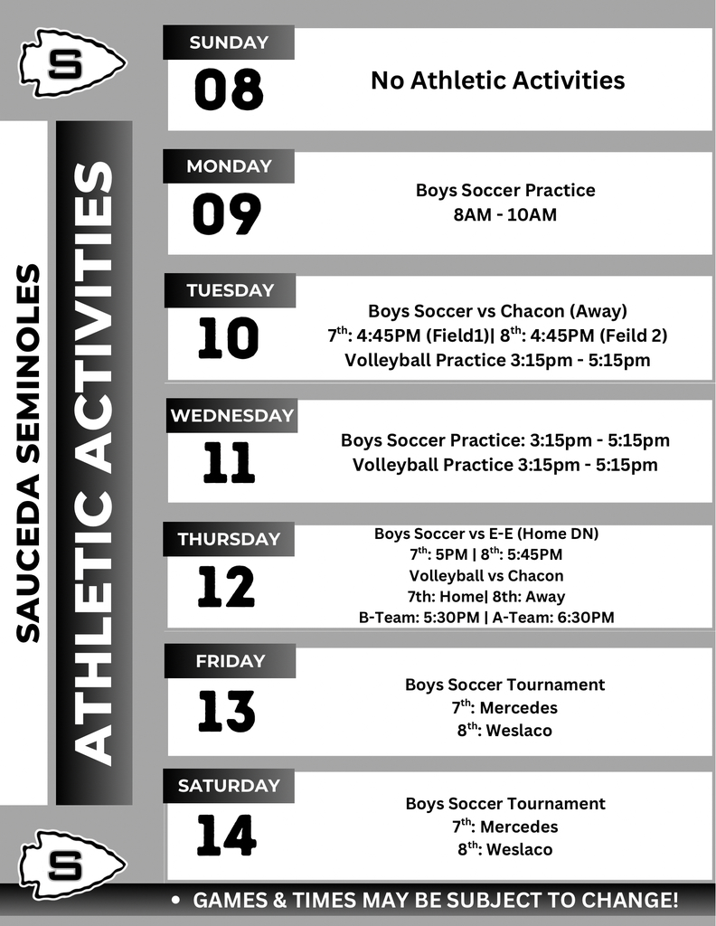 Sauceda Seminoles Athletic Activities II