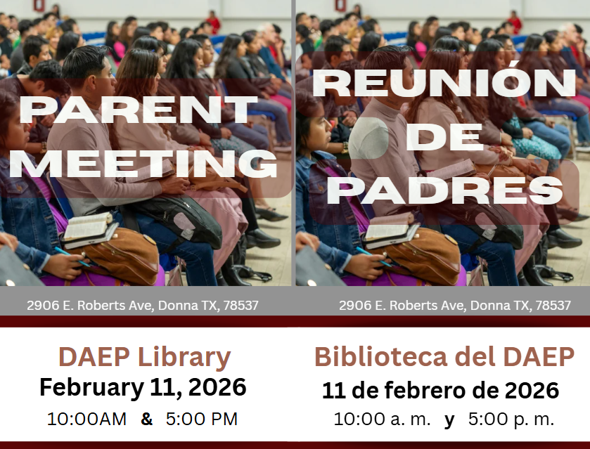 Flyer for a parent meeting at the DAEP