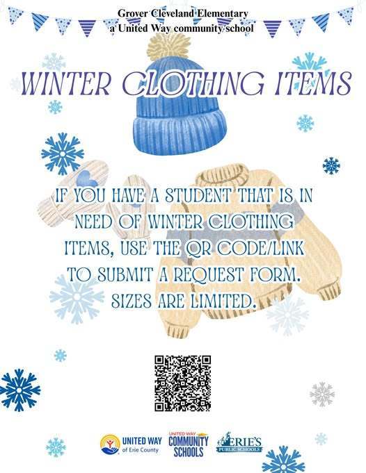 A flyer for students if they are in need of winter clothing.