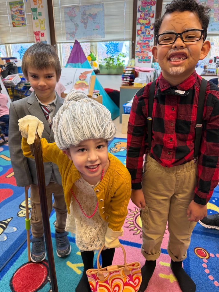 Kids dressed up as old people.