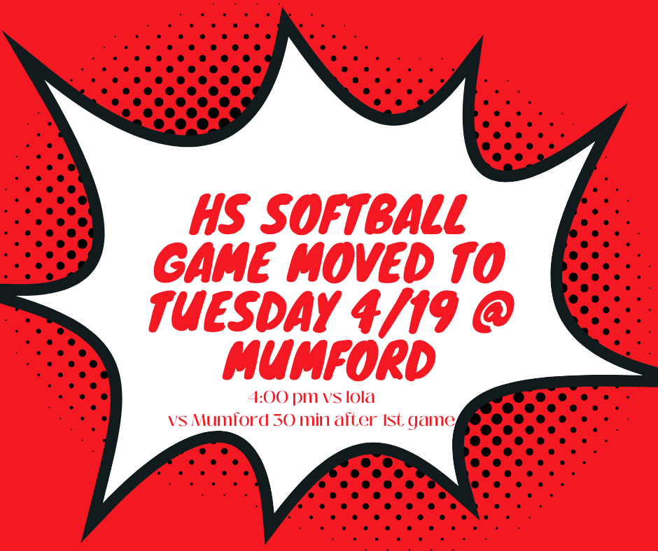 HS SOFTBALL GAME CHANGE