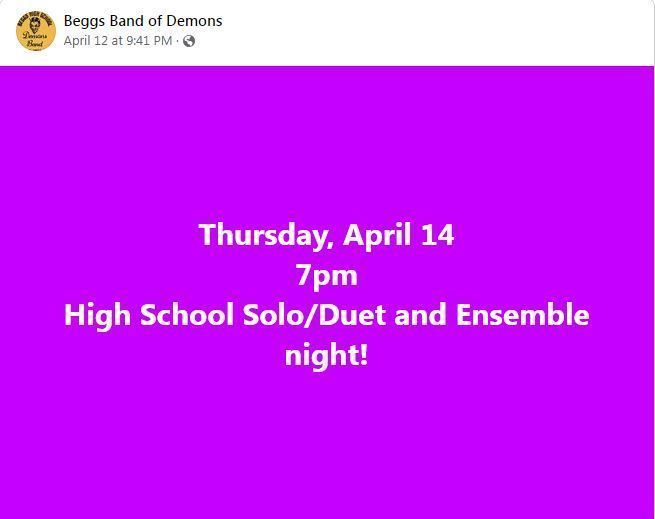 Solo/Duet/Ensemble Night Planned 