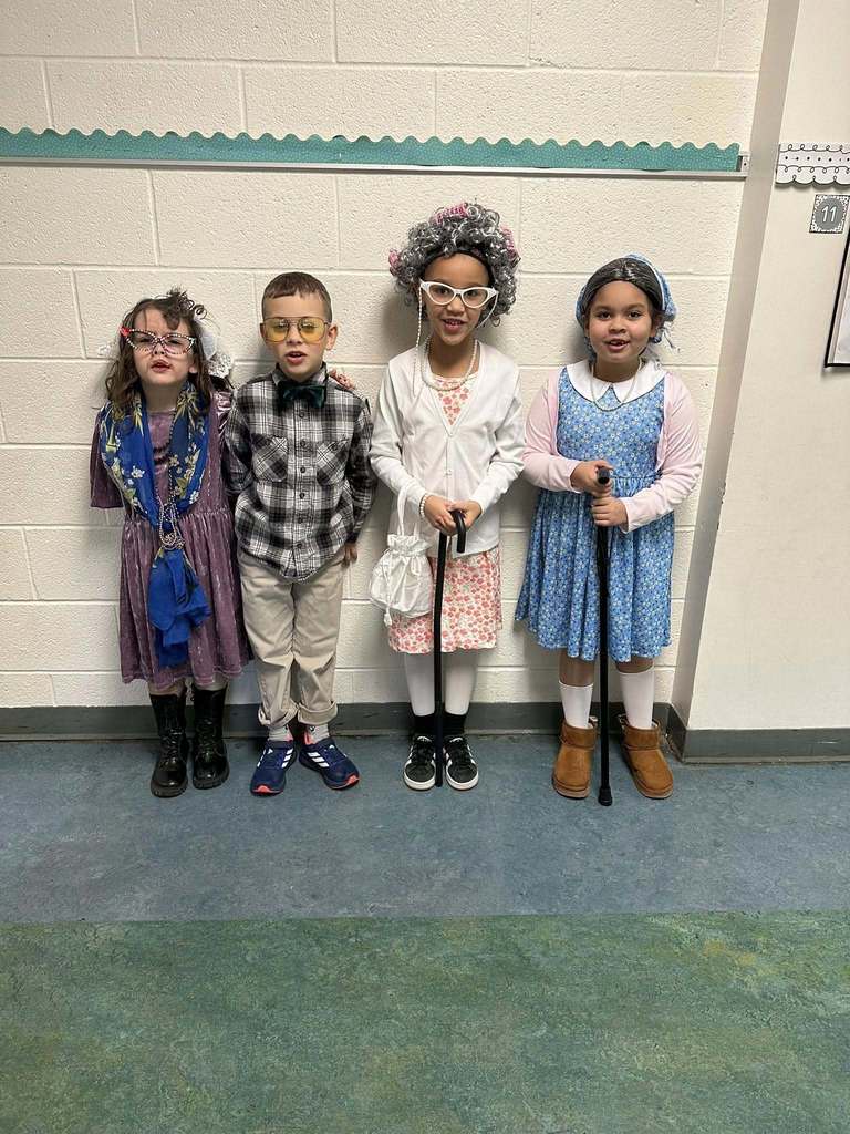 Students dressed up as old people. 