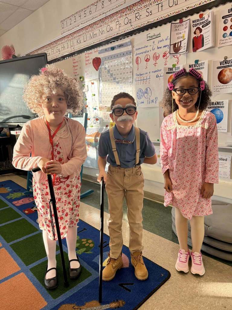 Students dressed up as old people. 