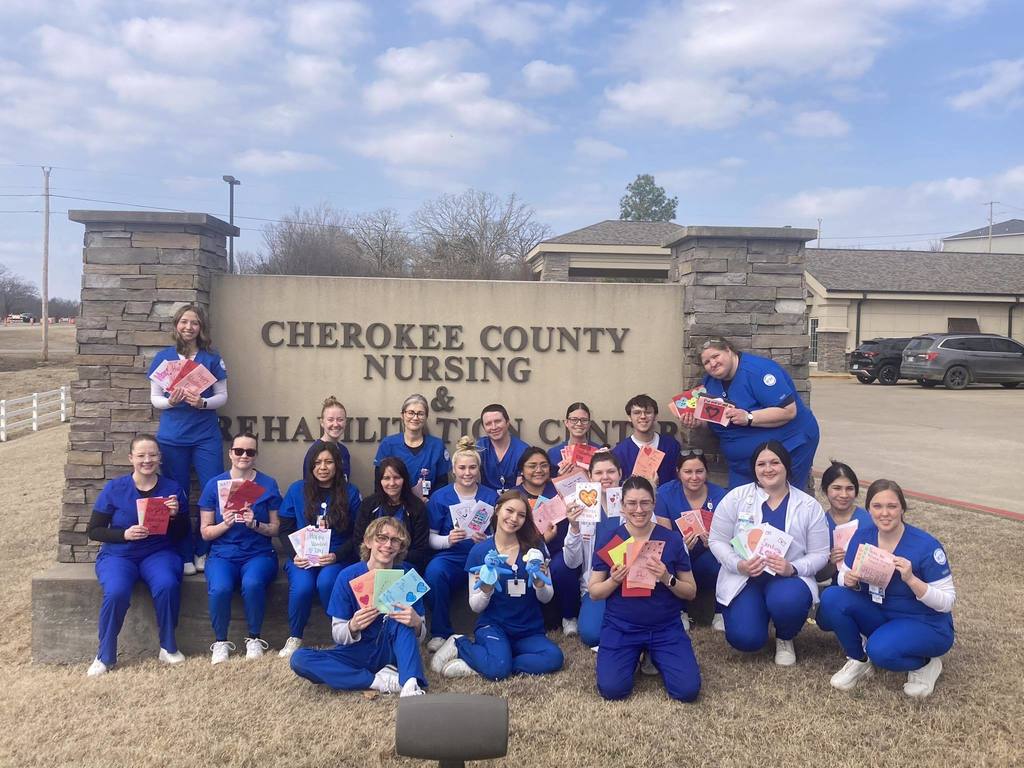 Tahlequah PN Students Share Valentines and Smiles with Cherokee County Nursing Home Residents