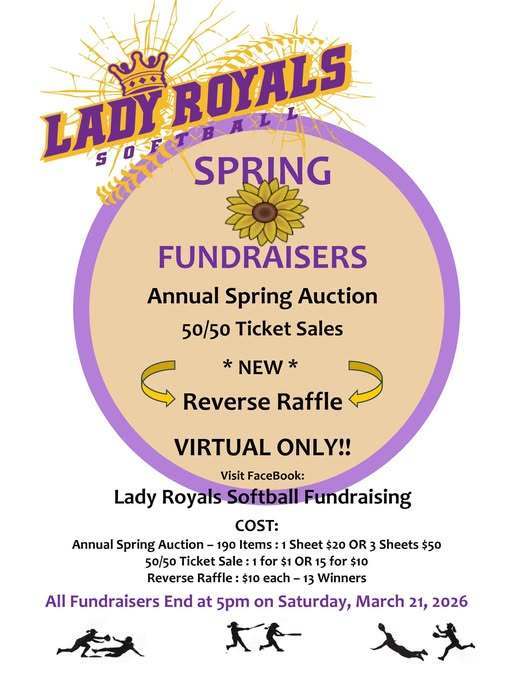 Lady Royals Spring Fundraisers flyer.