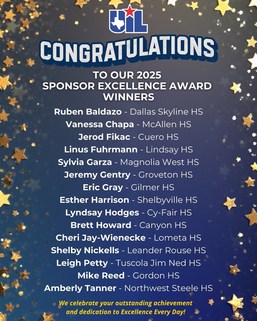 2025 UIL Sponsor Excellence Award Winners