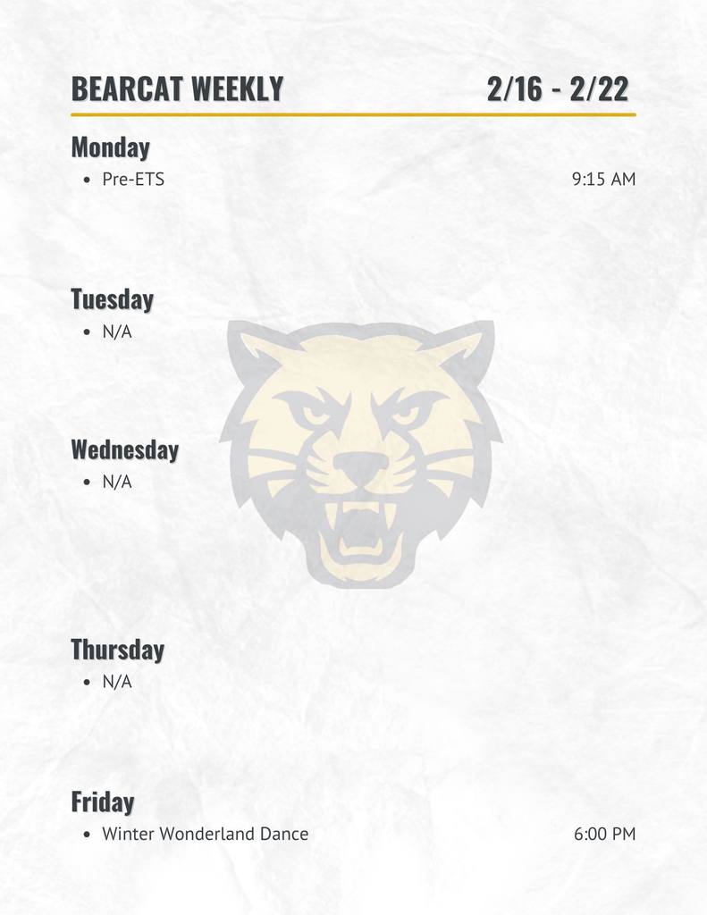 Bearcat Weekly- See post for more details