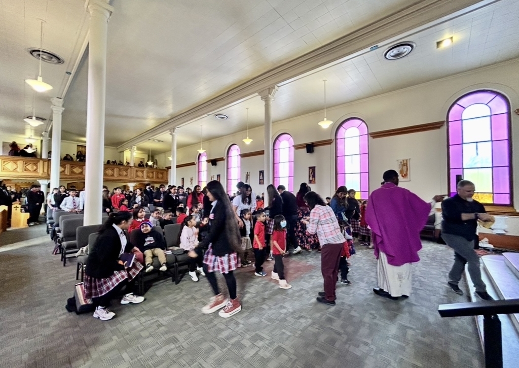 Students participating in Ash Wednesday