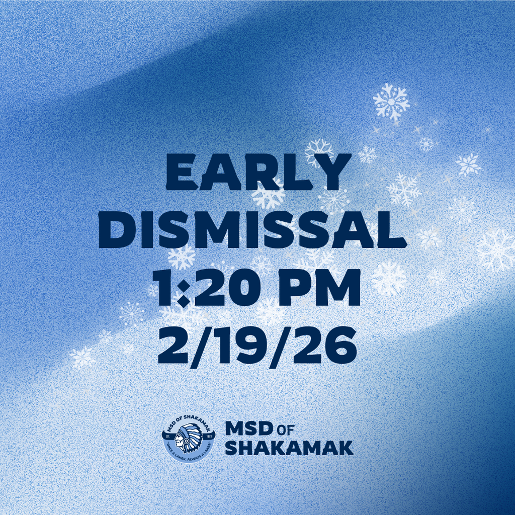 Early Dismissal 1:20pm 2/19/26
