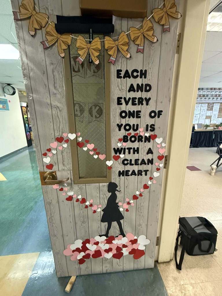 For Black History Month a classroom door decorated. 