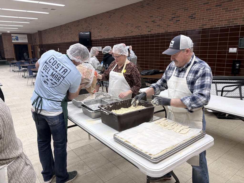 Volunteers working hard to prep for our first fish fry!