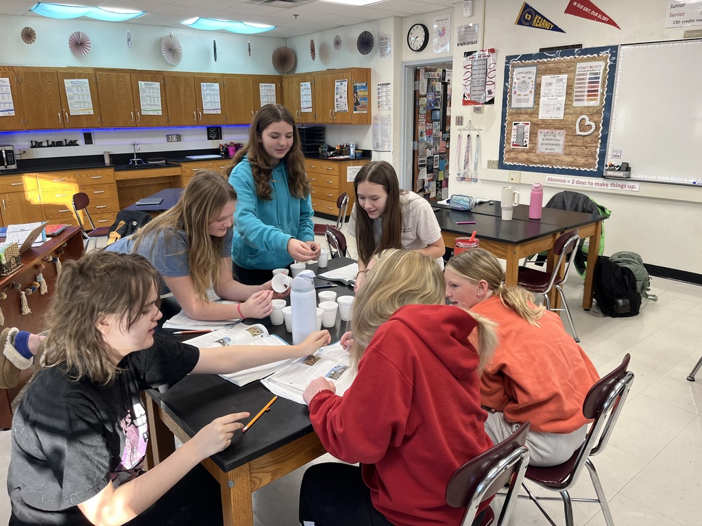 Students together analyzing the use of natural resources and recording their findings 