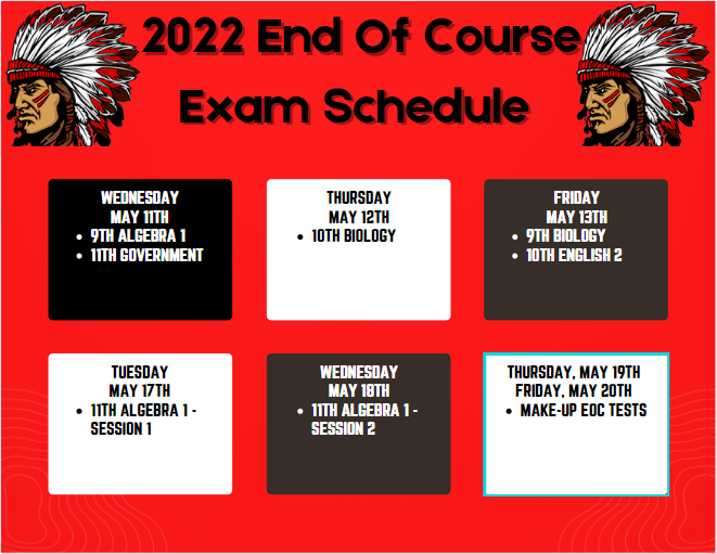 EOC testing dates 2022