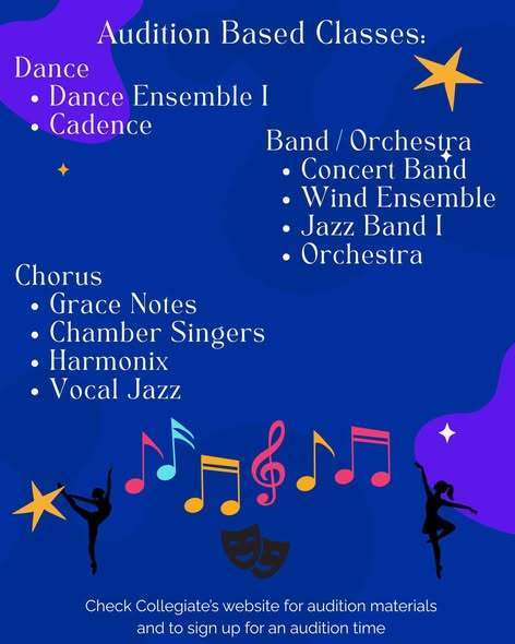 Collegiate Academy Audition Based Classes Flyer.