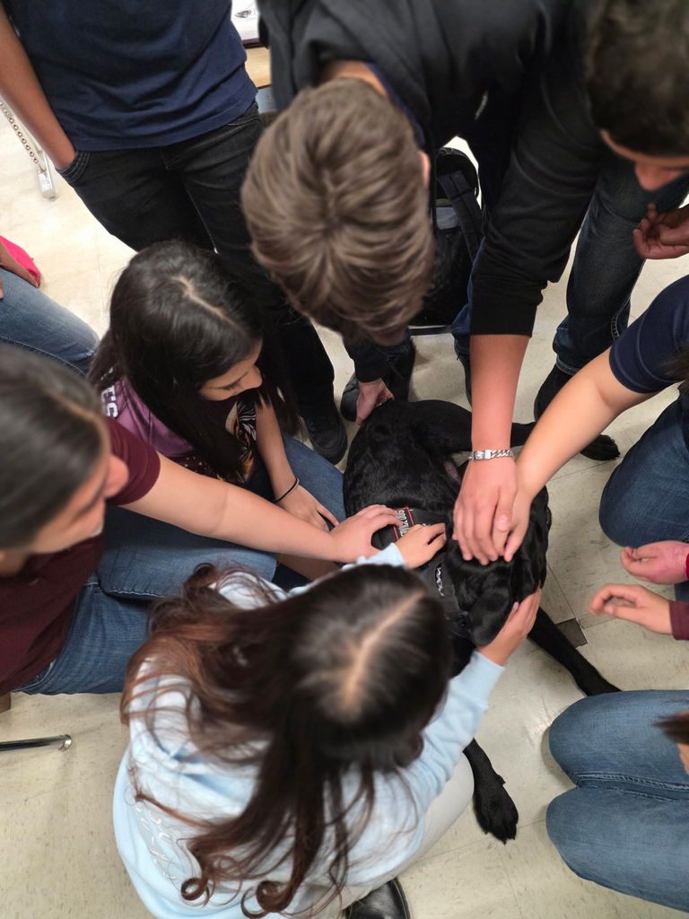 Students with therapy dog 1