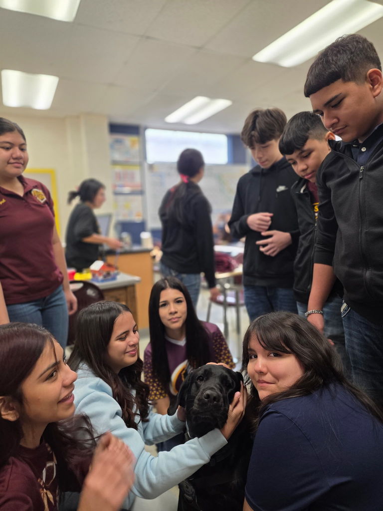 Students with therapy dog 3