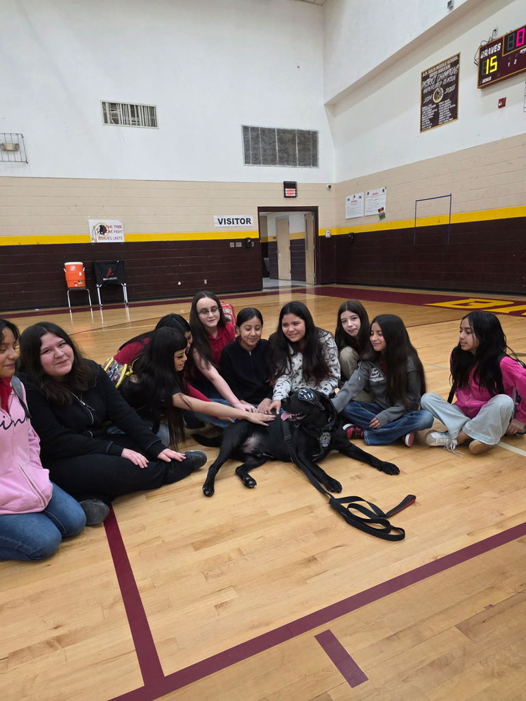 Students with therapy dog 5