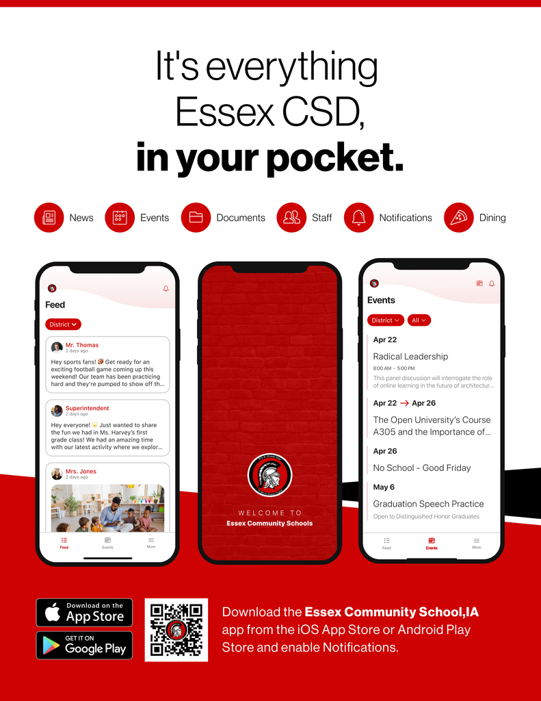 Red and black sign for essex app 