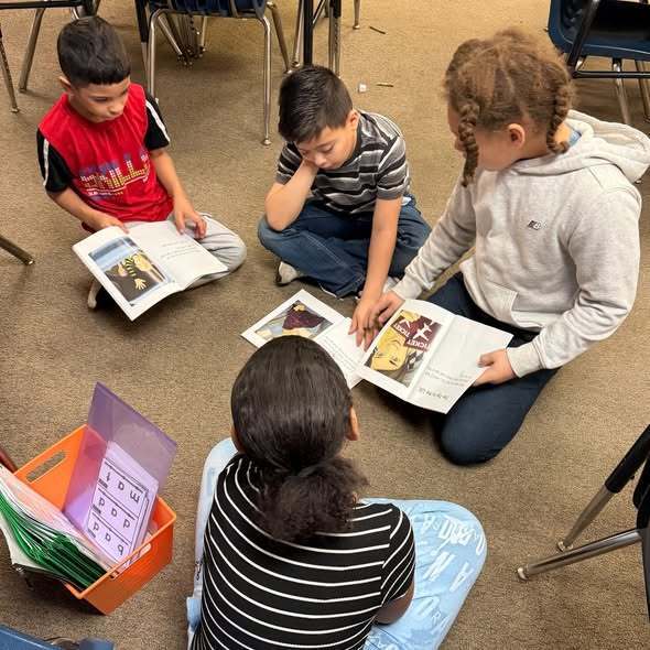 Students reading in class.