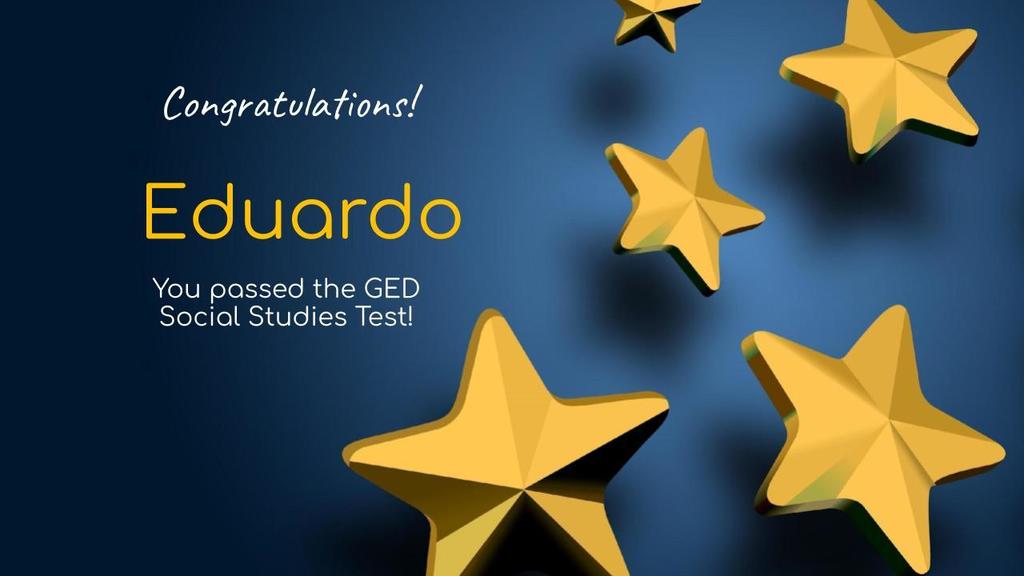 Blue congrats image with yellow stars.