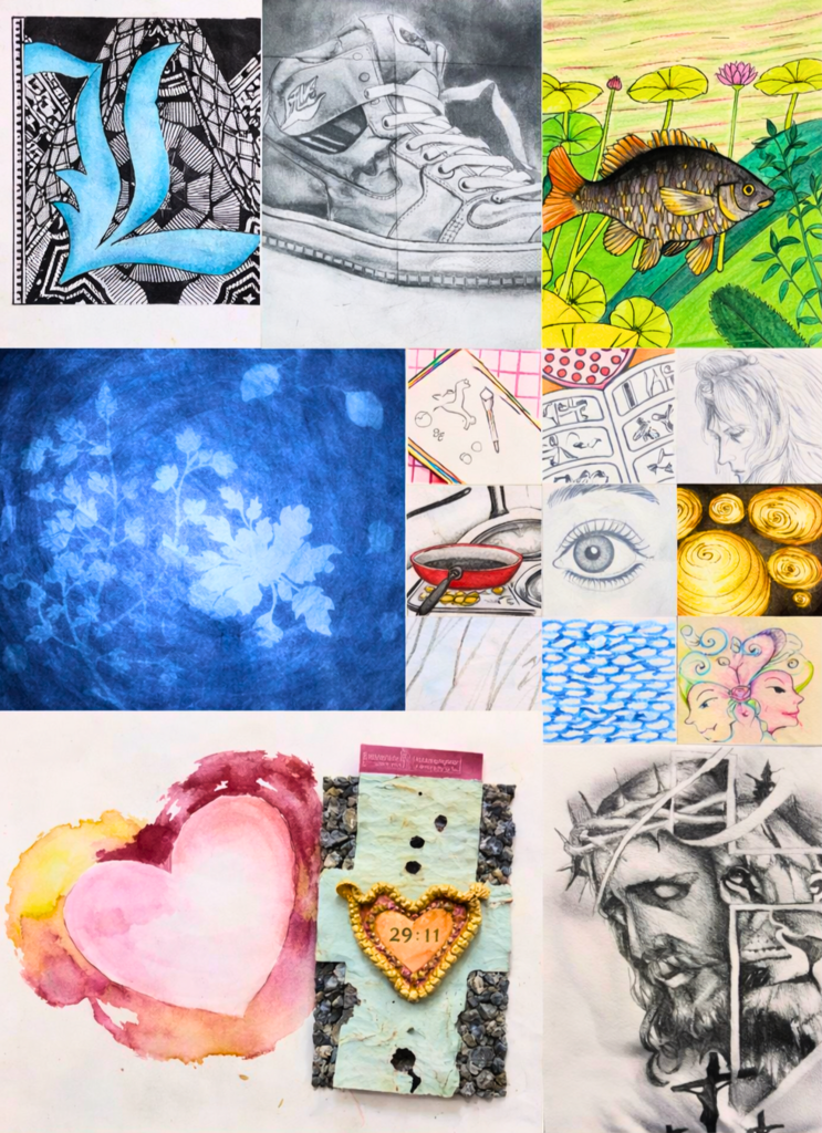 collage of student art work
