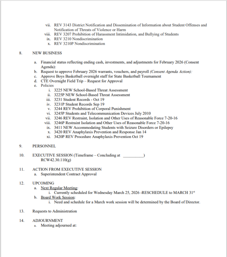 School Board Agenda
