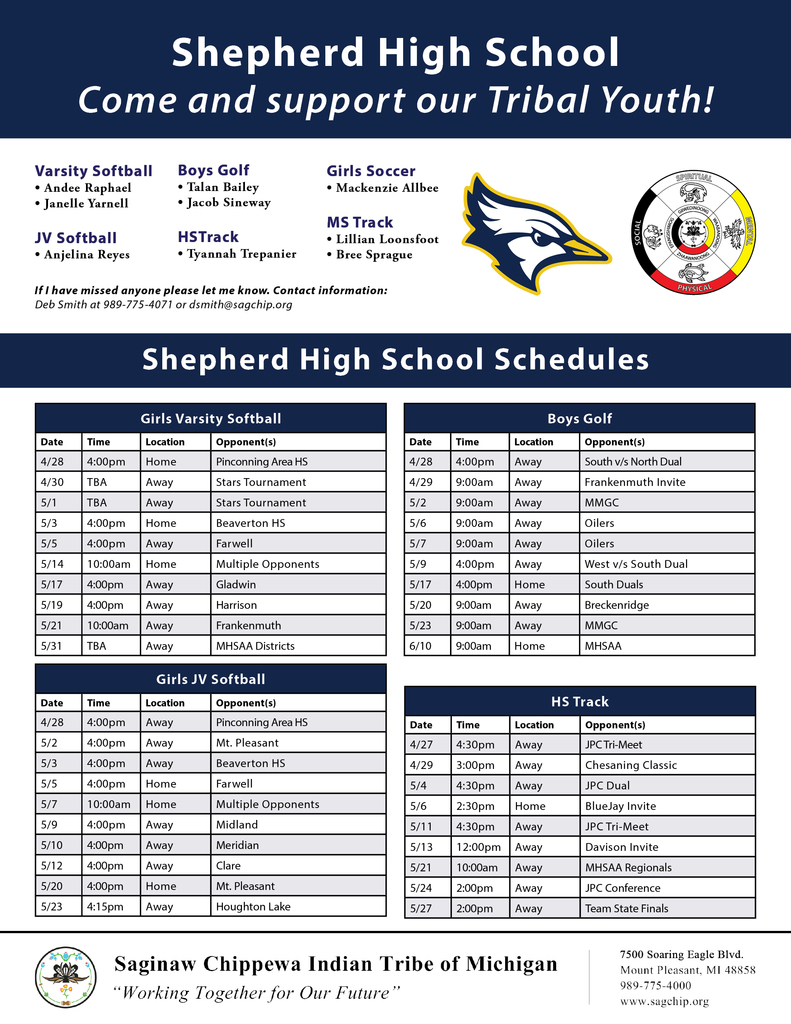 SPS Spring Sports Schedule