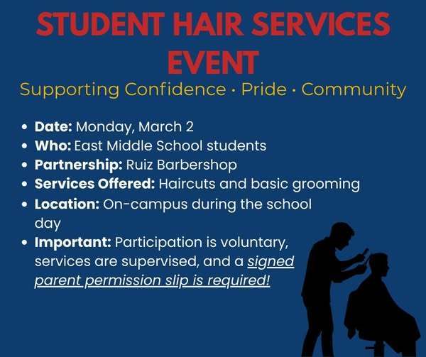 Student Hair Services Event Flyer.
