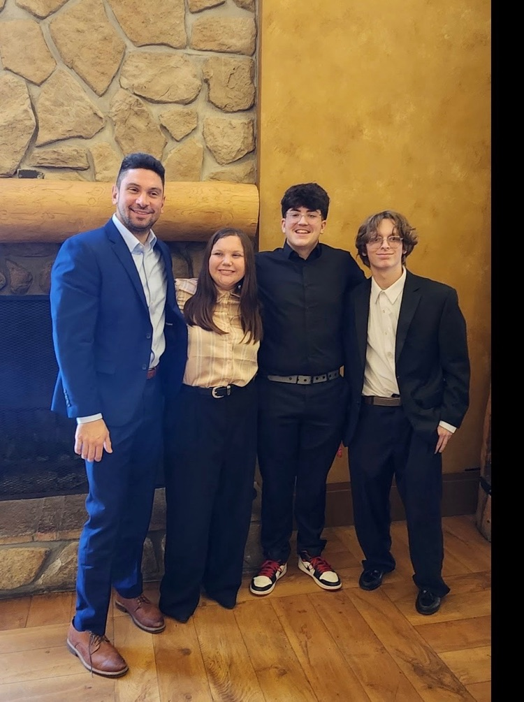 Boardman speech team members with Rotary president
