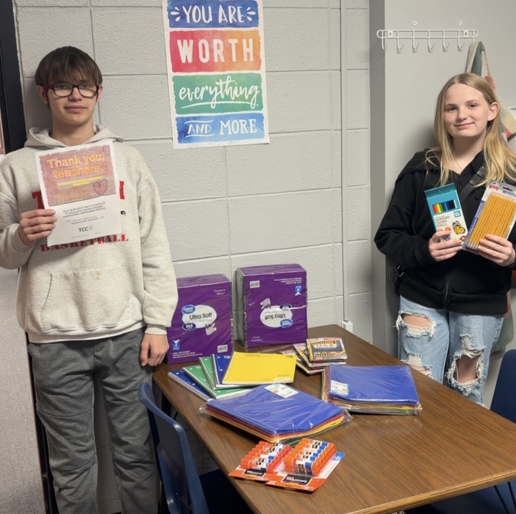 Students with donations 